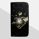 Personalized Kid Name Butterfly Heart Hand Phone Leather Wallet 22NOV-HY14