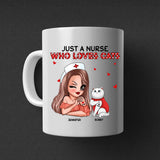 Personalized Just A Nurse Who Loves Cats Tshirt or Mug Printed QTDT1511