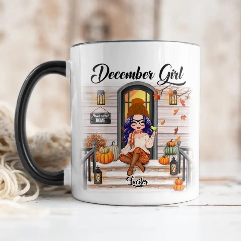 Personalized I'm December Girl Autumn Printed Accent Mug 22NOV-DT18