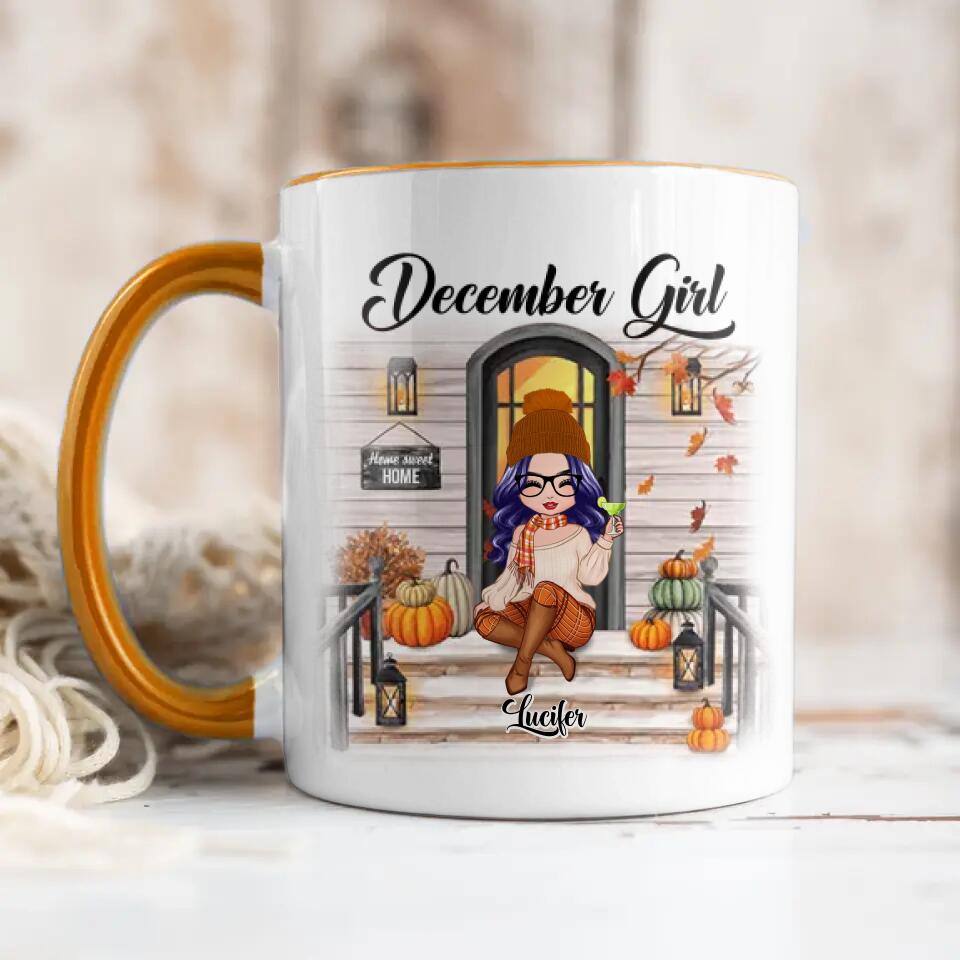 Personalized I'm December Girl Autumn Printed Accent Mug 22NOV-DT18