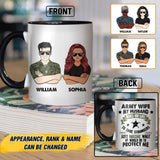 Personalized Canadian Army Wife My Husband Risks his Life Rank Camo Ceramics Mug 22NOV-HY18