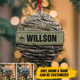 Personalized US Veteran/ Solider Camo Rank Ornament Printed QTDT1811