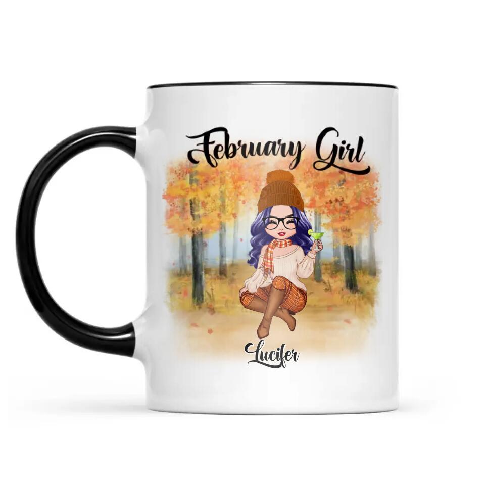 Personalized February Girl Is As Smooth As Tennessee Whiskey Autumn Printed Accent Mug 22NOV-DT21
