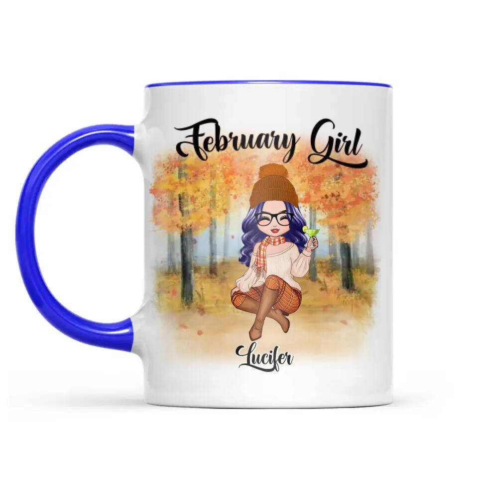 Personalized February Girl Is As Smooth As Tennessee Whiskey Autumn Printed Accent Mug 22NOV-DT21