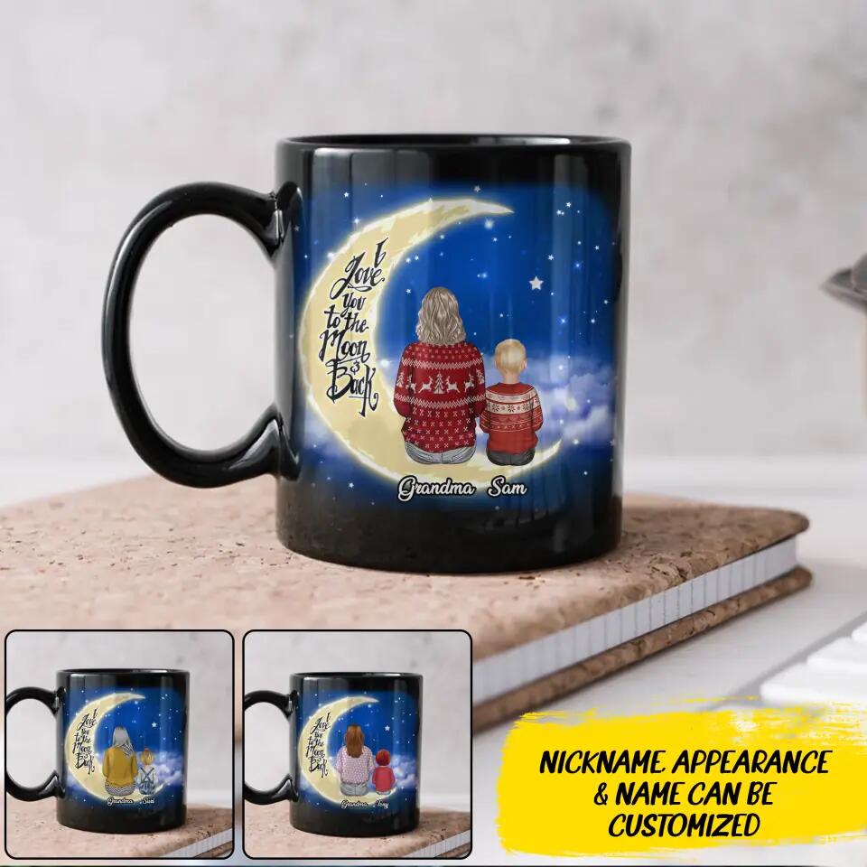 Personalized I Love You To The Moon And Back Grandma With Kid  Black Mug Printed 22NOV-DT21