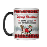 Personalized Merry Christmas Human Servant Your Tiny Furry Overlords Cat Printed Accent Mug 22NOV-DT22