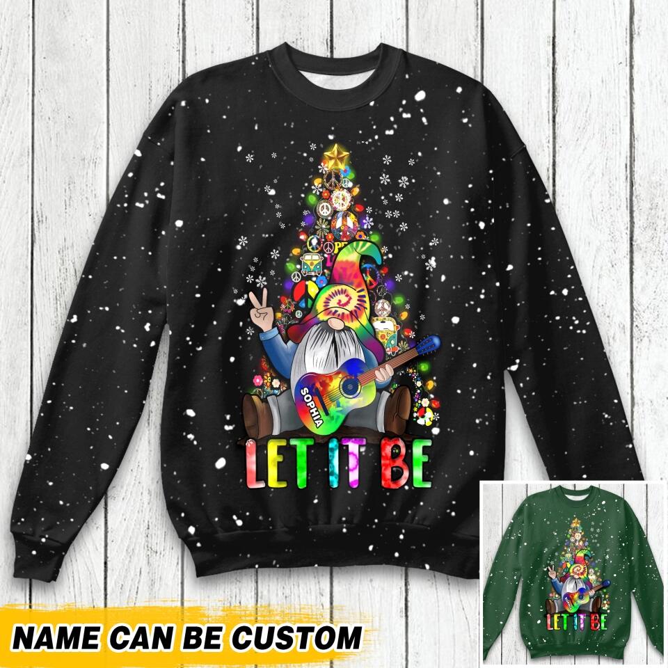 Personalized Let It Be Hippie Christmas Sweater Printed QTHQ2211