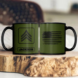 Personalized US Solider/ Veteran Rank Black Mug Printed 22NOV-HQ25