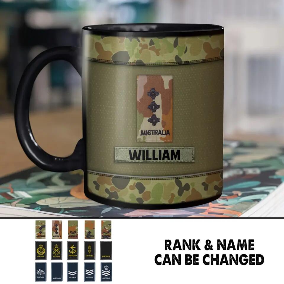 Personalized Canadian Solider/ Veteran Rank Camo Black Mug Printed 22NOV-HY28