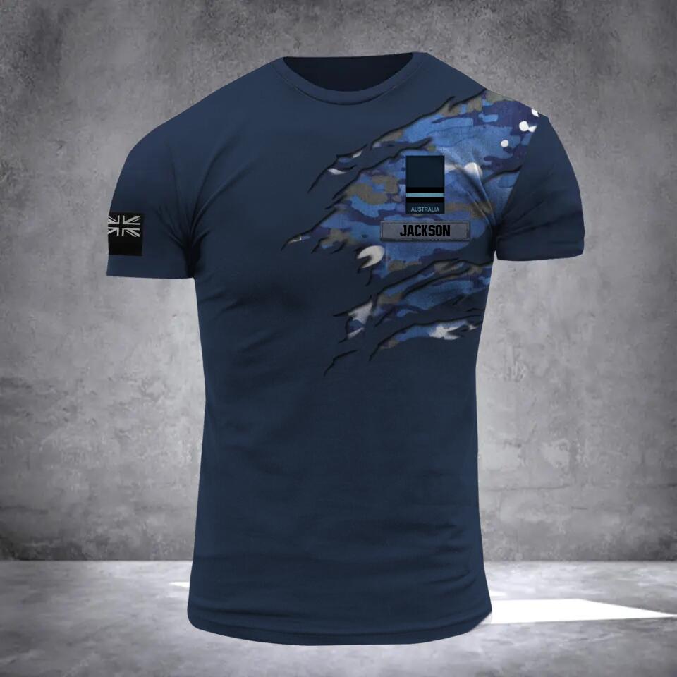 PERSONALIZED AUSTRALIAN ARMY RANK CAMO 3D TSHIRT PRINTED QTDT2811