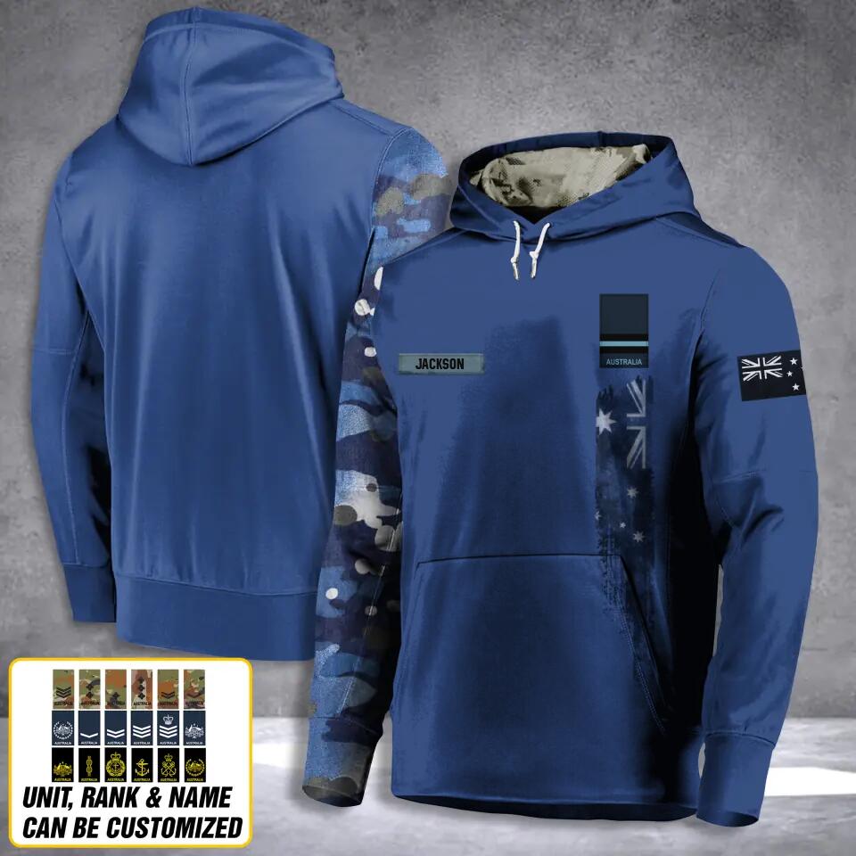 Personalized Australian Solider/ Veteran Camo With Name and Rank Hoodie 3D Printed QTDT2911