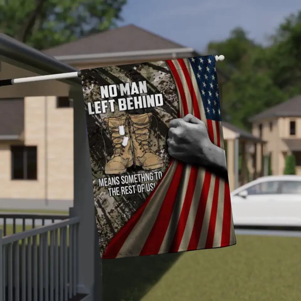 Personalized No Man Left Behind US Solider/Veteran Flag QTDT1012