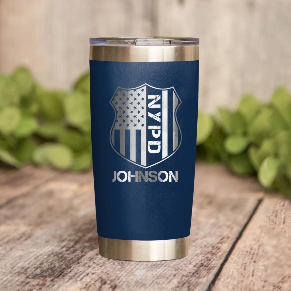 Personalized New York Police With Name Laser Tumbler Printed QTDT1212