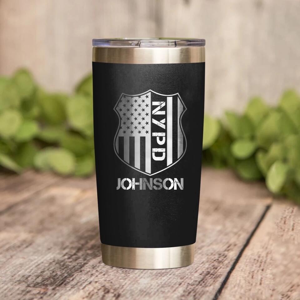 Personalized New York Police With Name Laser Tumbler Printed QTDT1212