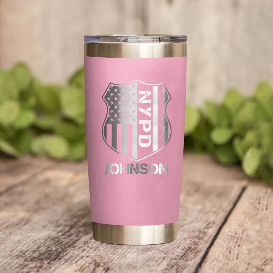 Personalized New York Police With Name Laser Tumbler Printed QTDT1212