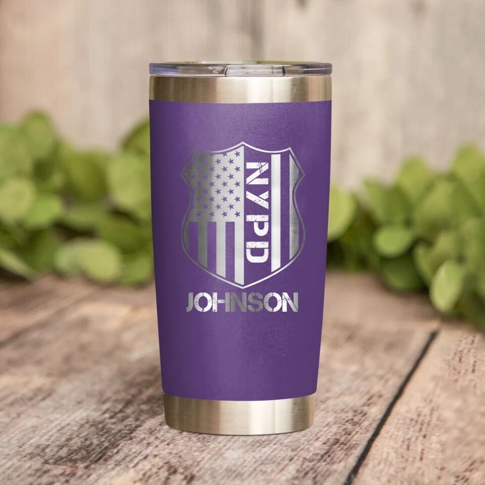 Personalized New York Police With Name Laser Tumbler Printed QTDT1212