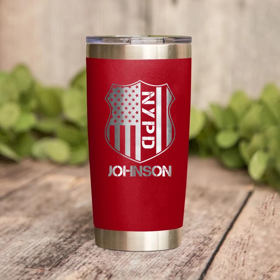 Personalized New York Police With Name Laser Tumbler Printed QTDT1212