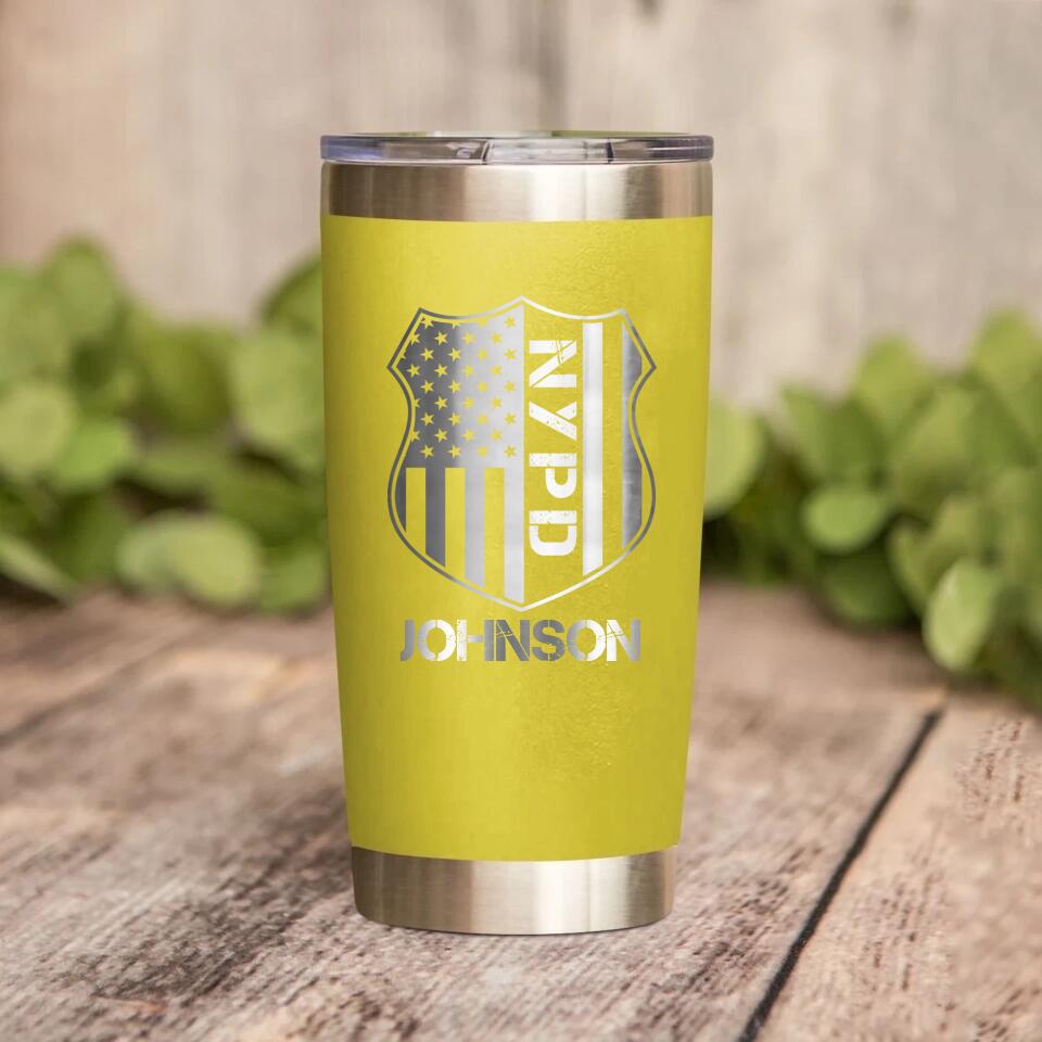 Personalized New York Police With Name Laser Tumbler Printed QTDT1212