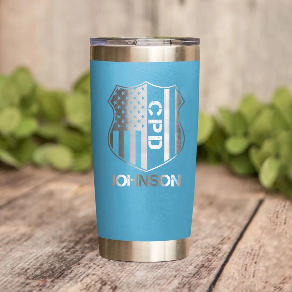 Personalized Chicago Police With Name Laser Tumbler Printed QTDT1212