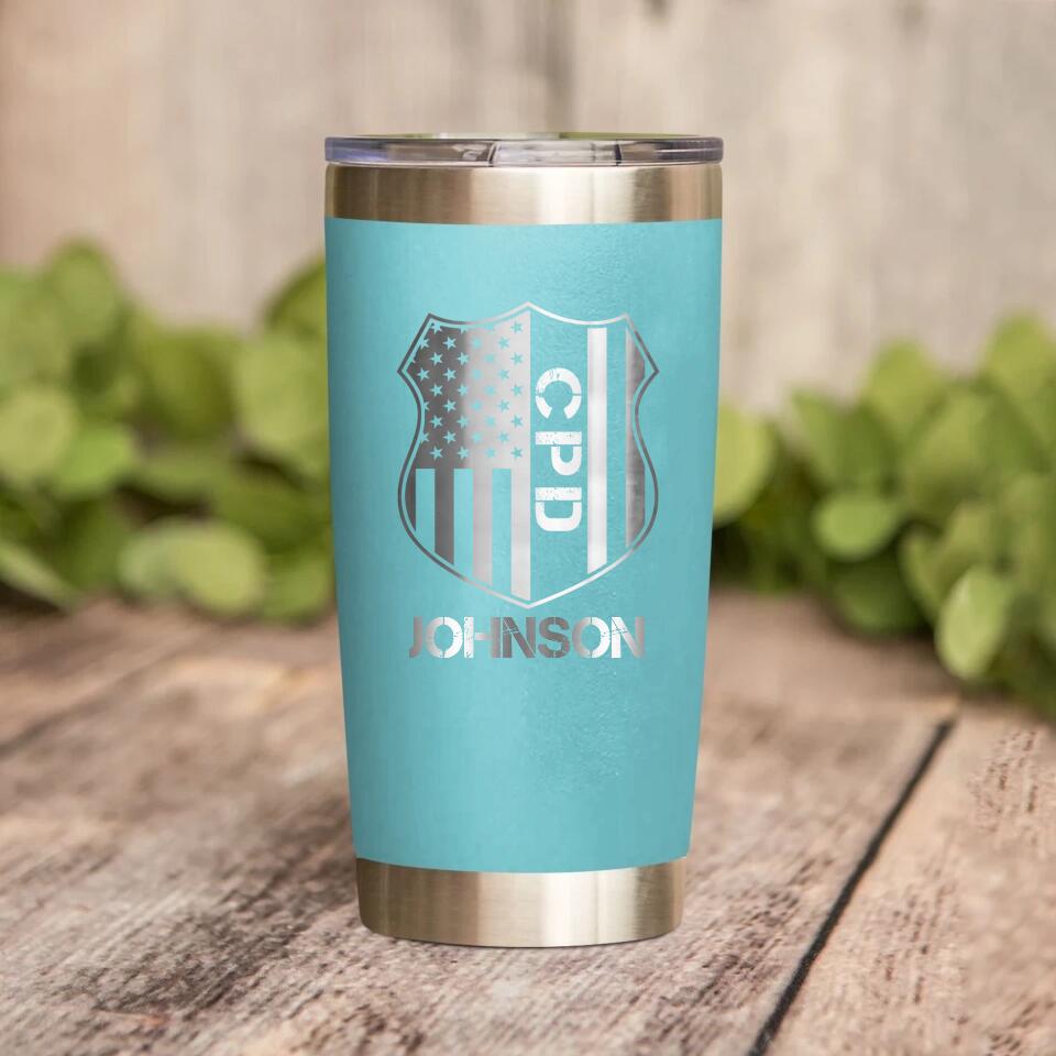 Personalized Chicago Police With Name Laser Tumbler Printed QTDT1212