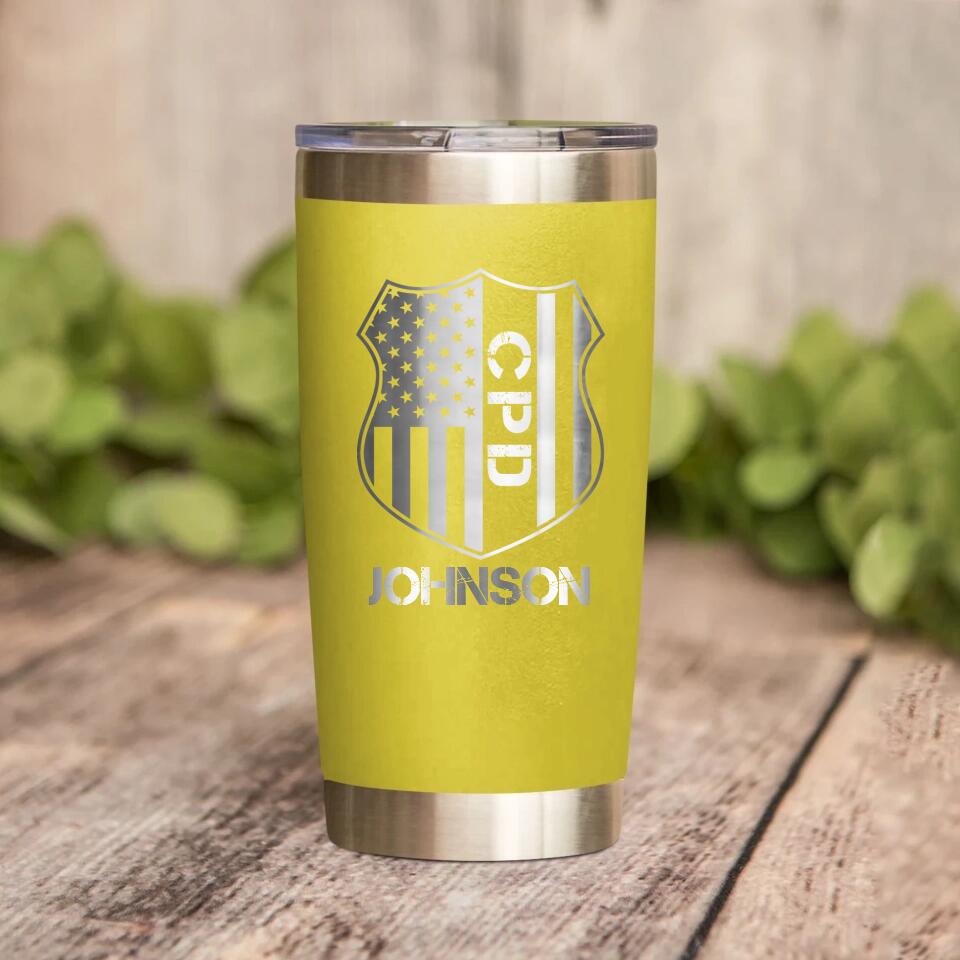 Personalized Chicago Police With Name Laser Tumbler Printed QTDT1212