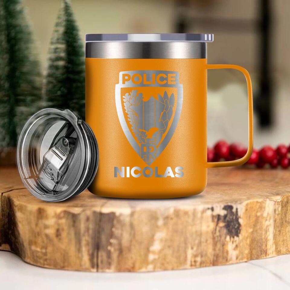 Personalized French Police With Name Laser Handle Cup Printed QTDT1312