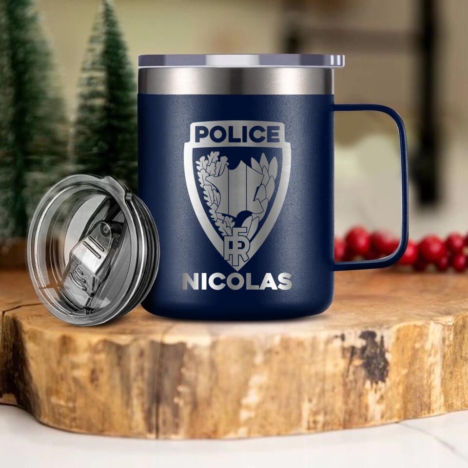 Personalized French Police With Name Laser Handle Cup Printed QTDT1312