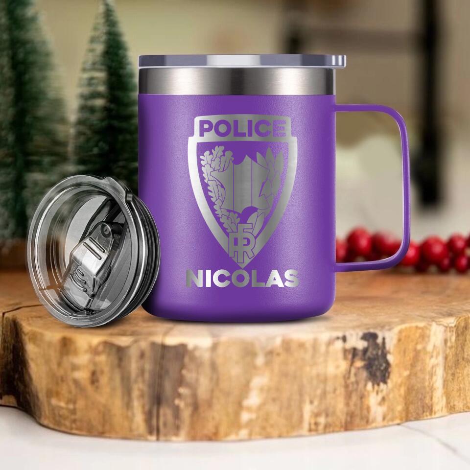 Personalized French Police With Name Laser Handle Cup Printed QTDT1312