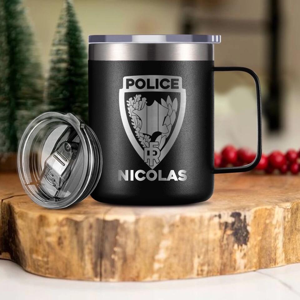 Personalized French Police With Name Laser Handle Cup Printed QTDT1312