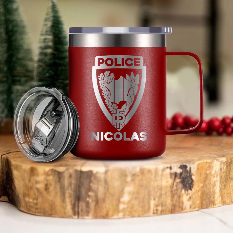 Personalized French Police With Name Laser Handle Cup Printed QTDT1312