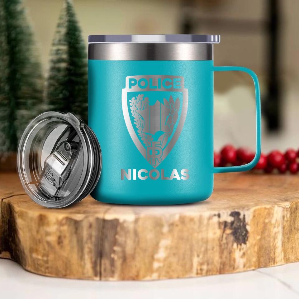Personalized French Police With Name Laser Handle Cup Printed QTDT1312