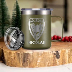Personalized French Police With Name Laser Handle Cup Printed QTDT1312