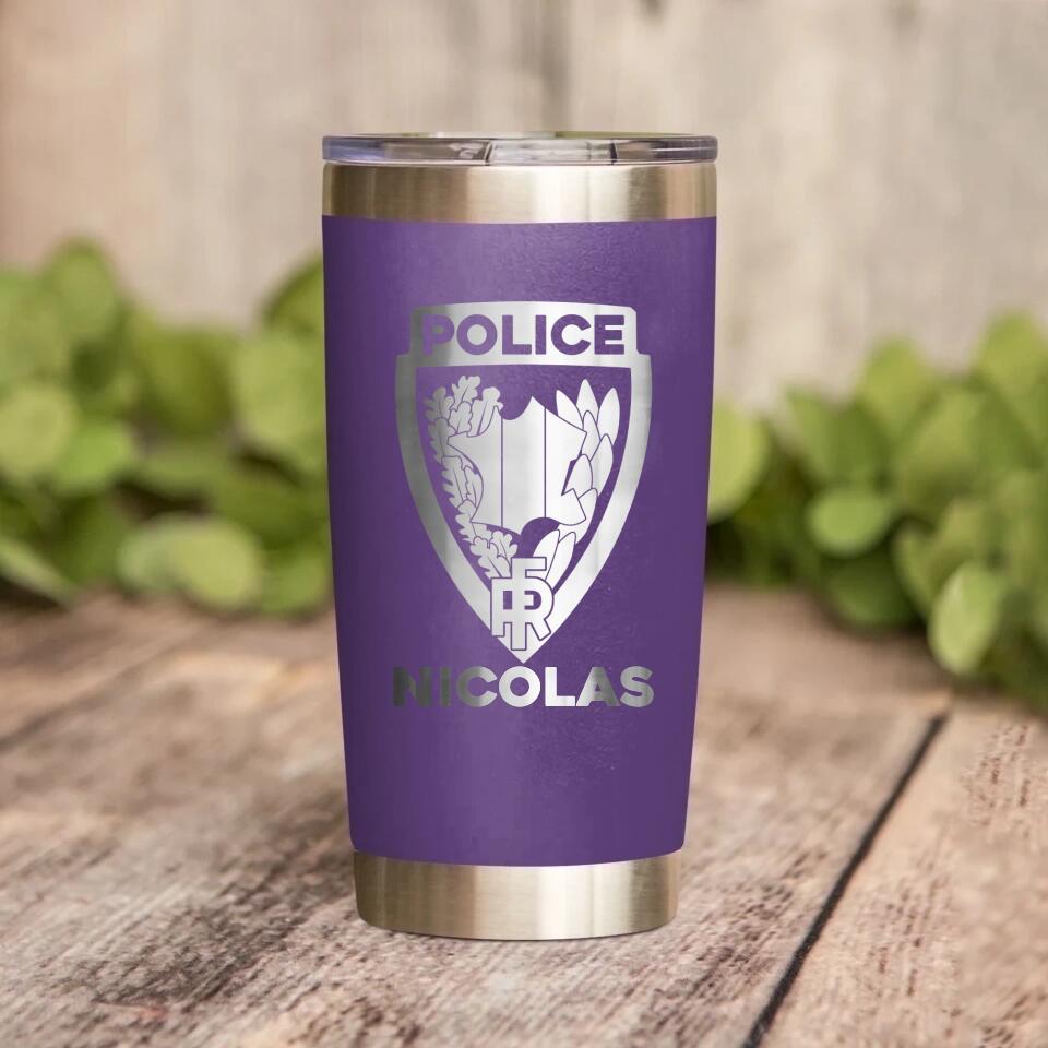 Personalized French Police With Name Laser Tumbler Printed QTDT1212
