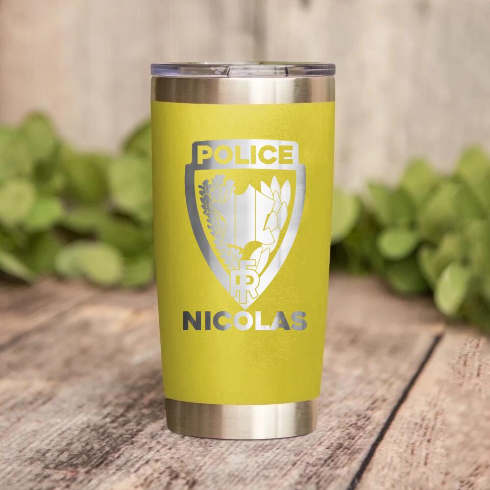 Personalized French Police With Name Laser Tumbler Printed QTDT1212