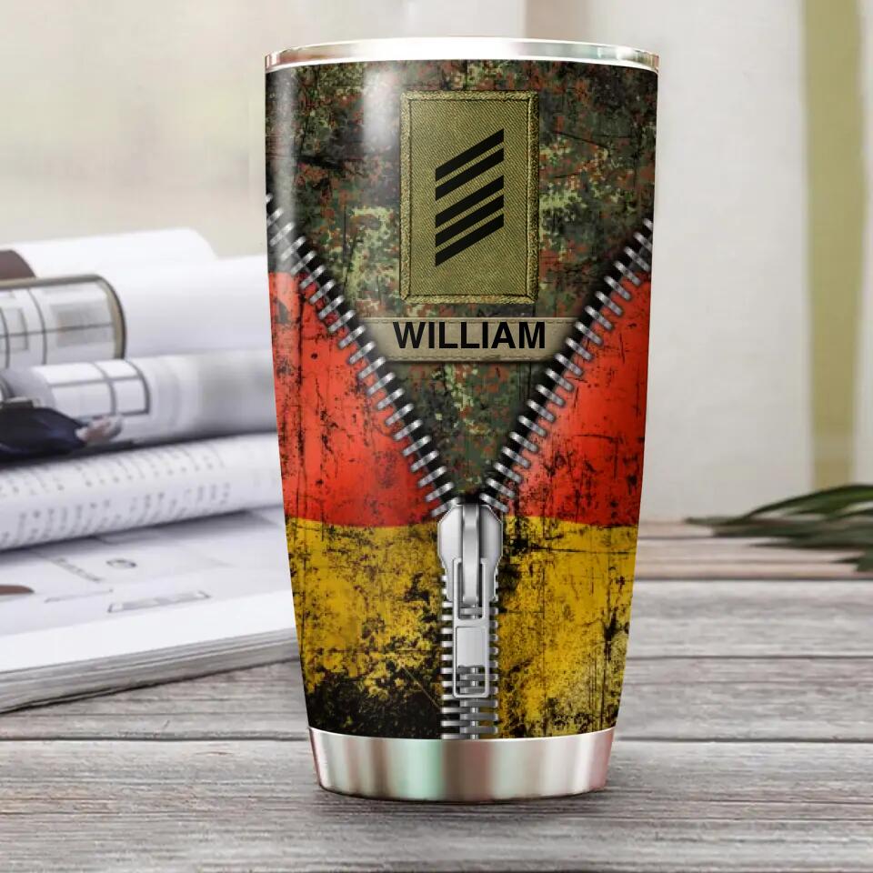 Personalized German Solider/Veteran Rank Camo Flag Tumbler Printed QTHQ1312