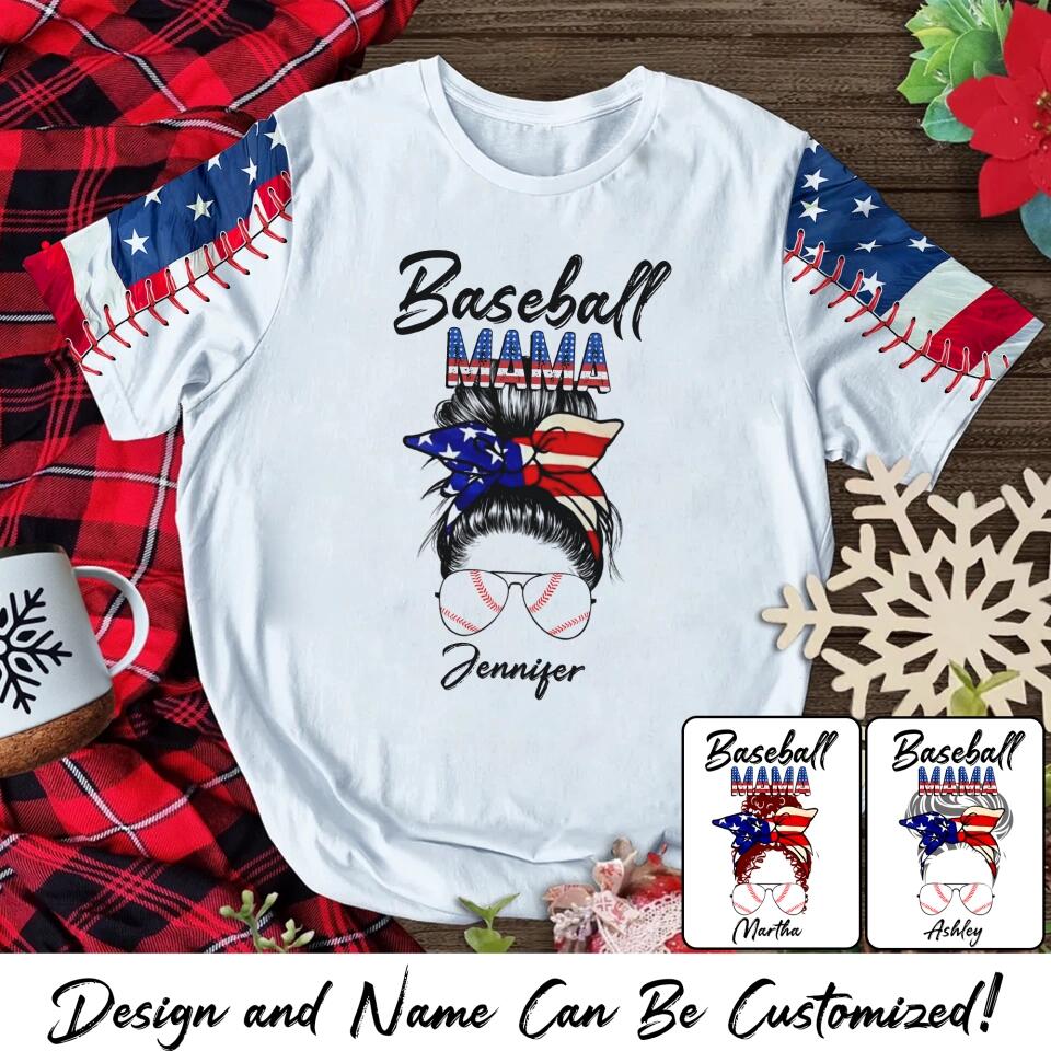 Personalized Baseball Mama 3D Printed Tshirt PNDT1312