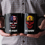 Personalized Mi Hogar Mi Sangre US And Spain Skull Black Mug Printed QTDT1612