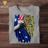 Personalized Australian Soldier/ Veteran Flag Rank Camo Tshirt Printed 22DEC-HQ24