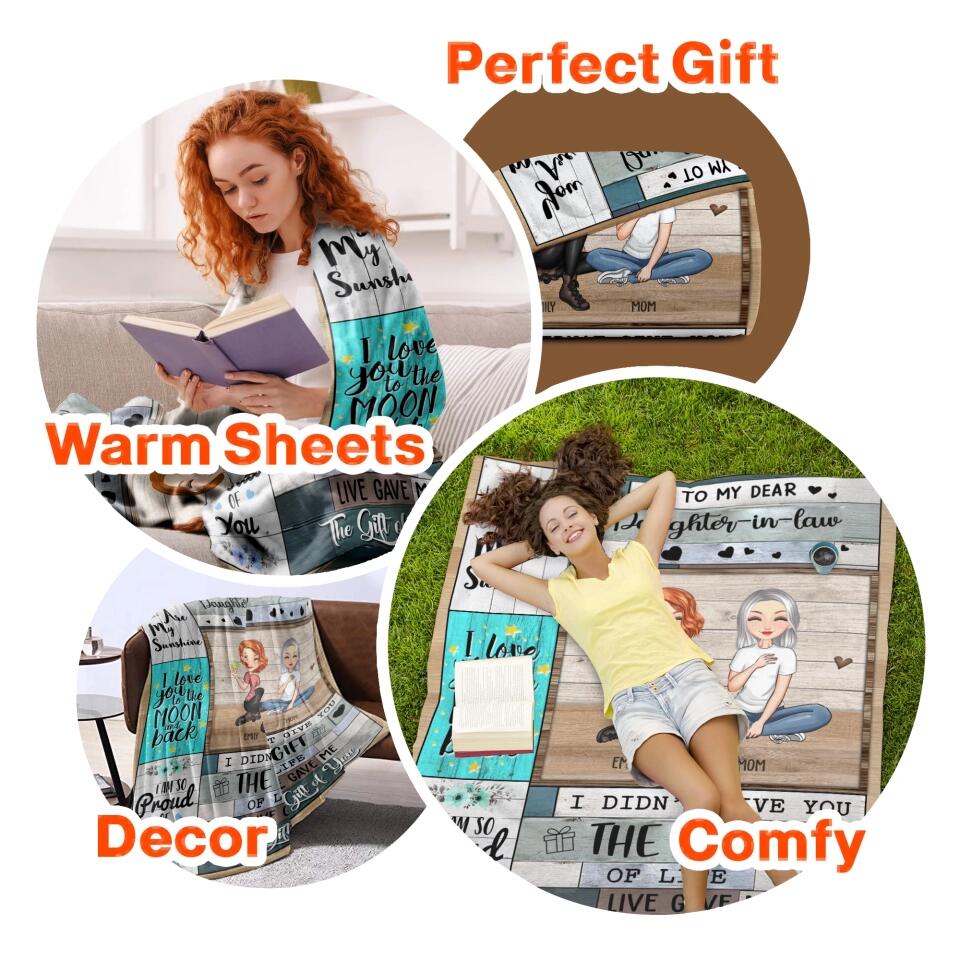 Personalized To My Dear Daughter-In-Law You Are My Sunshine I Love You Quilt Blanket Printed 22DEC-DT26