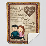 Personalized Husband & wife i choose you to do life with hand in hand side by side Couple Quilt Blanket Printed QTDT3012