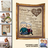 Personalized Husband & wife i choose you to do life with hand in hand side by side Couple Quilt Blanket Printed QTDT3012