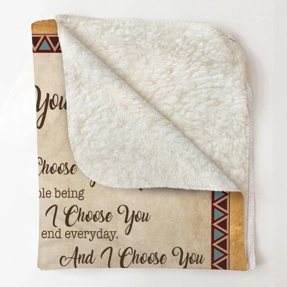 Personalized Husband & wife i choose you to do life with hand in hand side by side Couple Quilt Blanket Printed QTDT3012