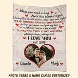 Personalized When You Need A Hug Hold This Blanket Tight, I Have Filled It With Wishes, Hope, Love And Light Couple Quilt Blanket Printed PNHY3012