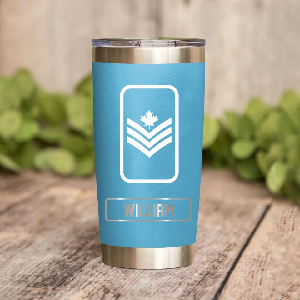 Personalized Canadian Veteran/Soldier Rank Camo Tumbler Printed 22DEC-DT30