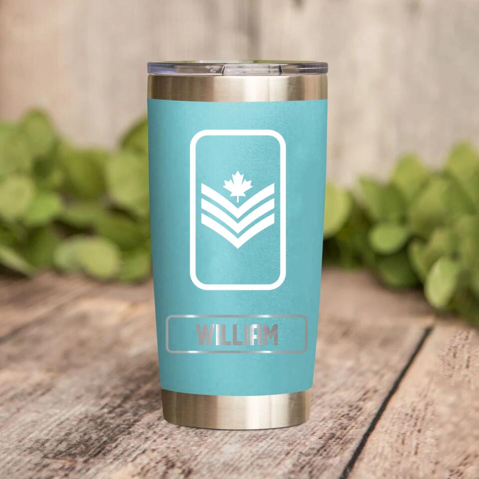 Personalized Canadian Veteran/Soldier Rank Camo Tumbler Printed 22DEC-DT30