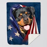 Personalized Your Rottweiler Image US Flag Quilt Blanket Printed QTHQ0301