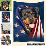 Personalized Your Rottweiler Image US Flag Quilt Blanket Printed QTHQ0301