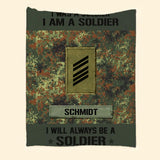 Personalized I Was A Soldier I Am A Soldier German Soldier/Veteran Rank Camo Quilt Blanket Printed QTDT0301