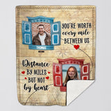 Personalized You're Worth Every Mile Between Us Distance By Miles But Not By Heart Couple Quilt Blanket Printed PNDT0401