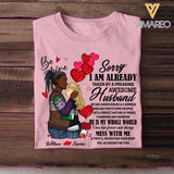 Personalized Wife Shirt Sorry I’m Already Taken By Freaking Awesome Husband Tshirt Printed 23JAN-HQ06